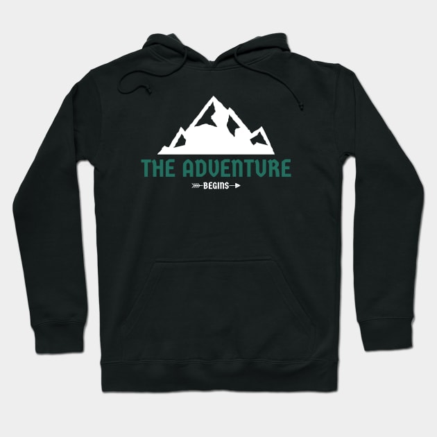 Adventure begins Mountains Hoodie by Tip Top Tee's